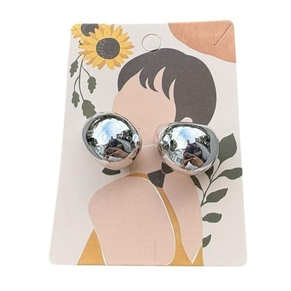 5/$25 Chic Silver Sphere Earrings